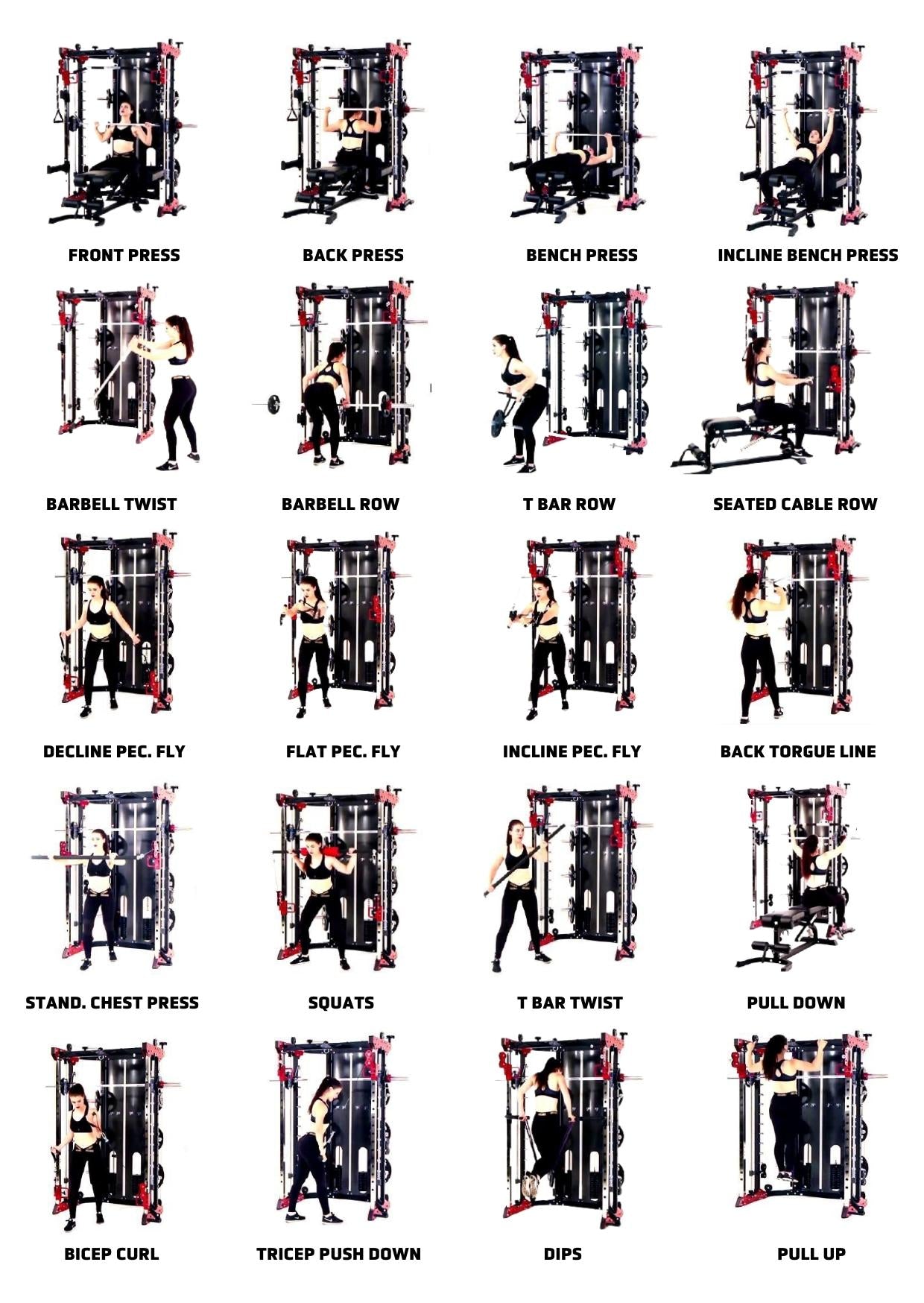 Smith machine workout online chart